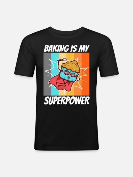 Baking is my Superpower, Muffin - Men's Slim Fit T-Shirt - black
