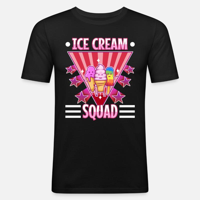 Ice cream squad - Männer Slim Fit T-Shirt - Schwarz
