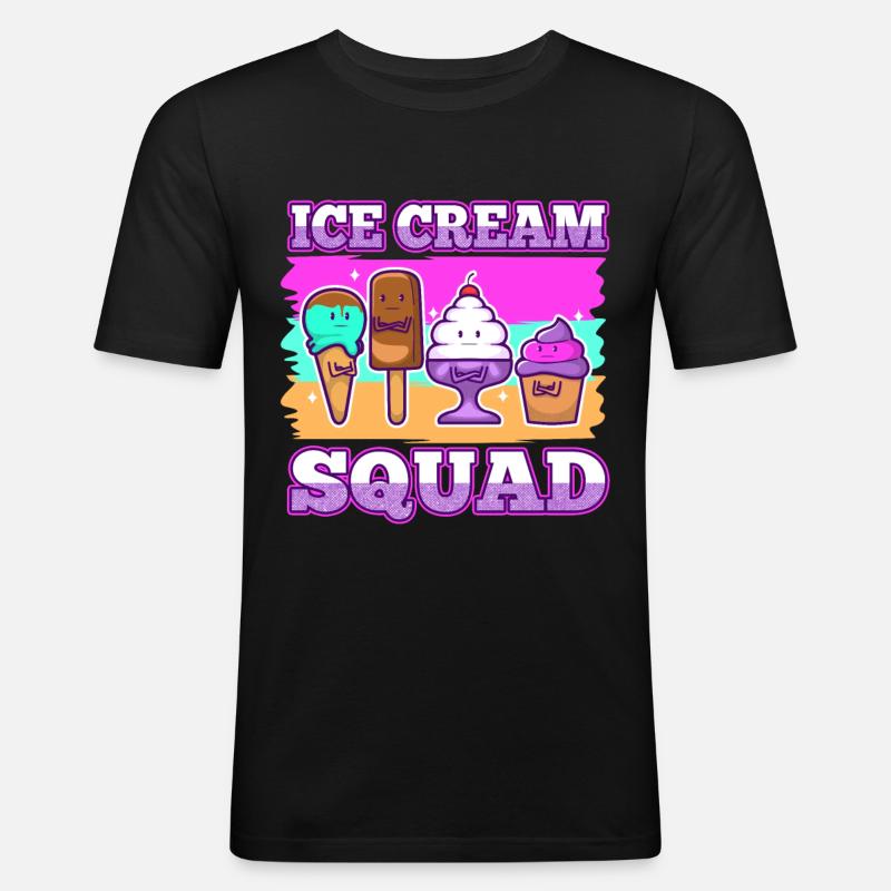 Ice cream squad - Männer Slim Fit T-Shirt - Schwarz