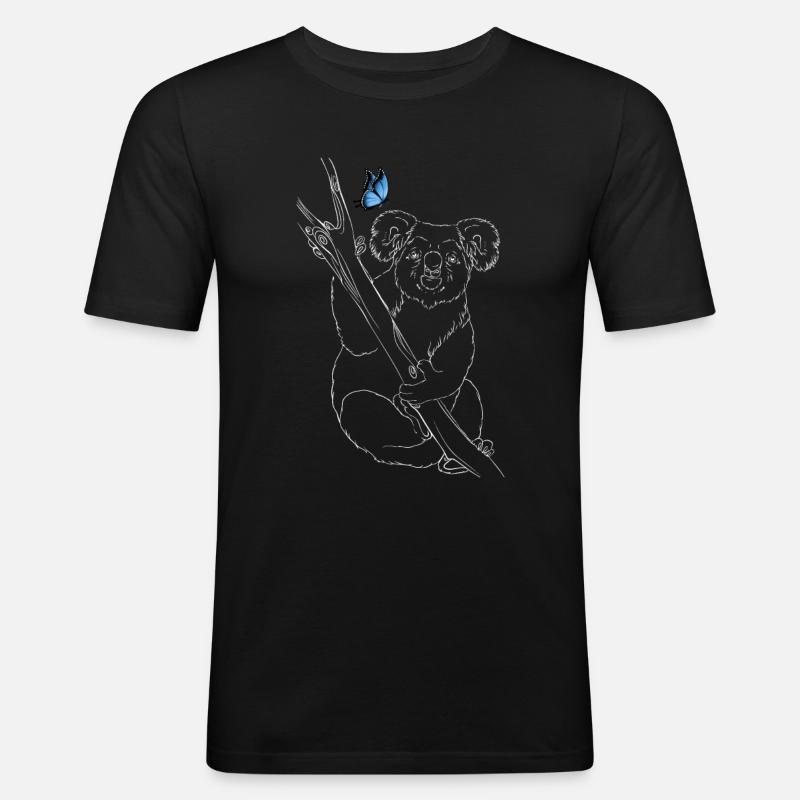 Koala mit Schmetterling - Männer Slim Fit T-Shirt - Schwarz