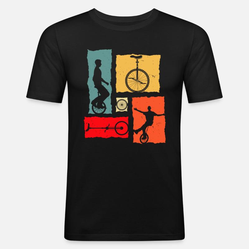Unicycle Retro - Männer Slim Fit T-Shirt - Schwarz