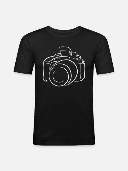 Photography Camera SLR Silhouette - Men's Slim Fit T-Shirt - black
