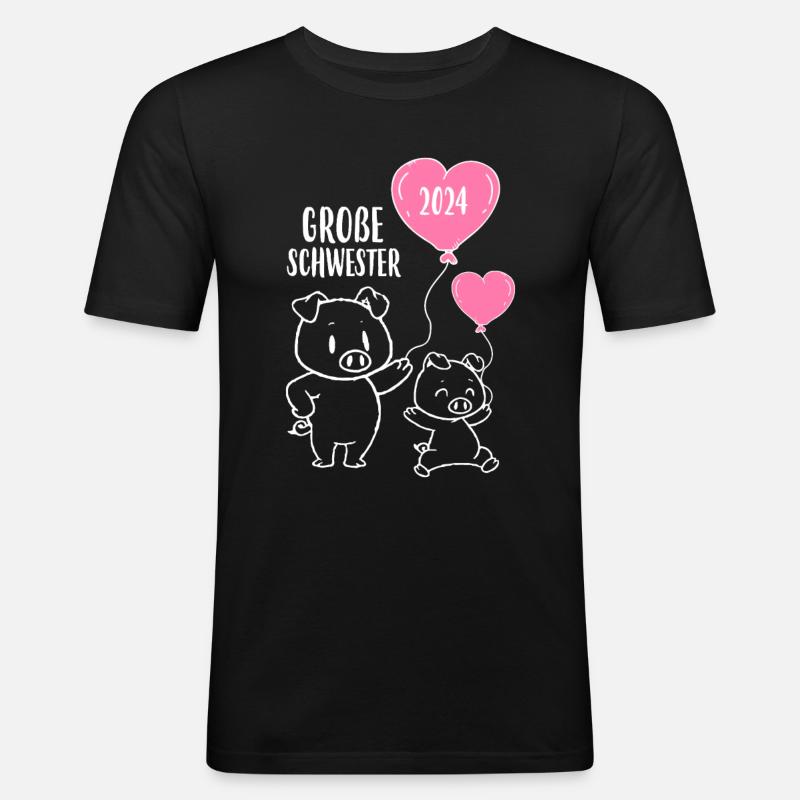 Große Schwester 2024 - Männer Slim Fit T-Shirt - Schwarz