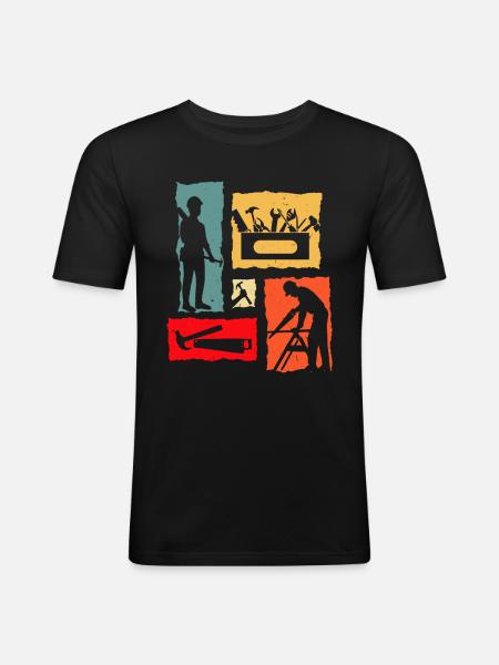 Charpentier Rétro - T-shirt près du corps Homme - noir
