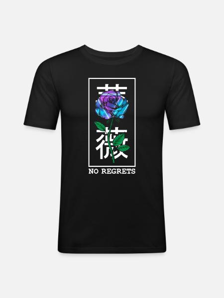 Aucun regret Rose - T-shirt près du corps Homme - noir