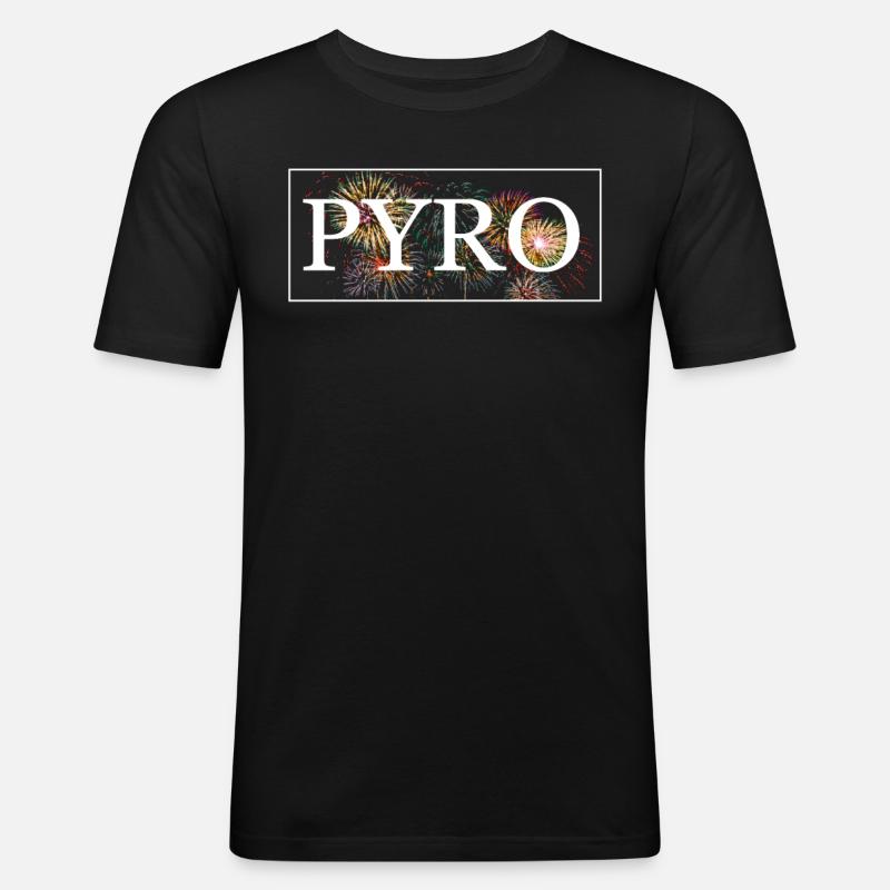 PYRO Firework - Männer Slim Fit T-Shirt - Schwarz