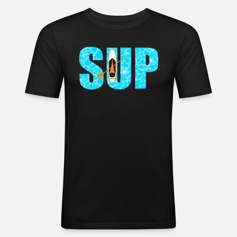 SUP Paddleboarding - Männer Slim Fit T-Shirt - Schwarz