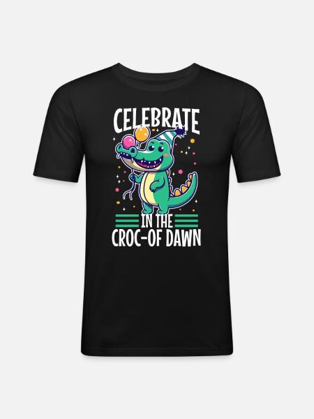 Celebrate until the croc-of dawn - Men's Slim Fit T-Shirt - black