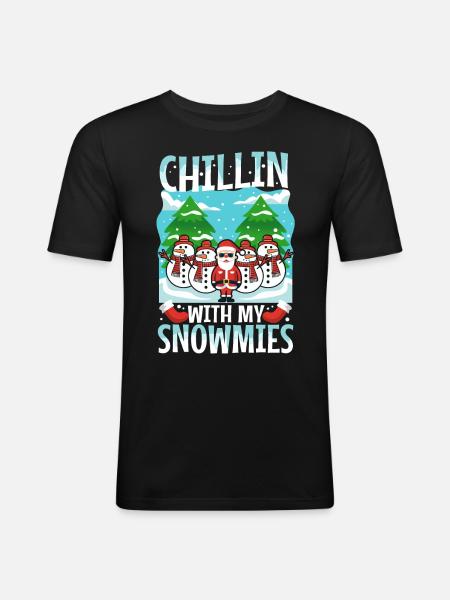 Chillin with my Snowmies - Men's Slim Fit T-Shirt - black