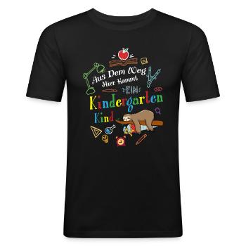 Out of the way: Here comes a kindergartner - Men's Slim Fit T-Shirt - black - Front - Nik (191cm)