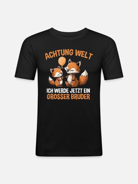 Großer Bruder Fuchs - Männer Slim Fit T-Shirt - Schwarz