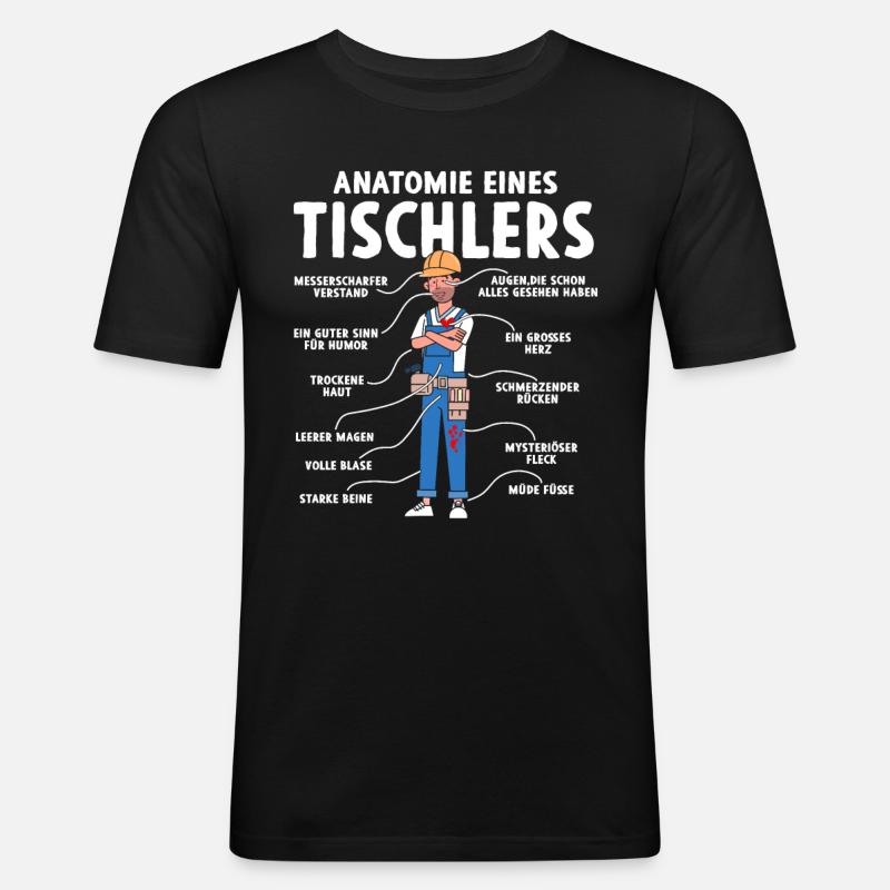 Anatomie eines Tischlers - Männer Slim Fit T-Shirt - Schwarz