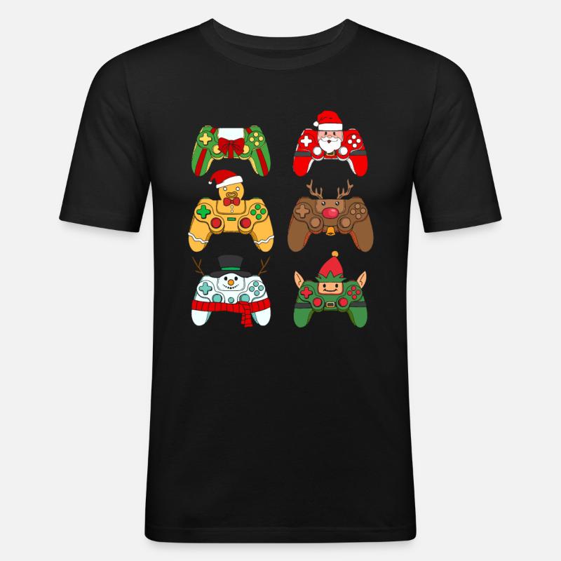 Christmas Gaming Controller - Männer Slim Fit T-Shirt - Schwarz