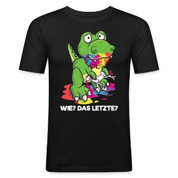 Wie Das Letzte Drache frisst Einhorn - Männer Slim Fit T-Shirt - Schwarz - Vorne - Nik (191cm)