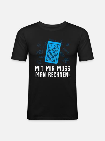 Mathe Mathematik Lehrer Rechner - Männer Slim Fit T-Shirt - Schwarz
