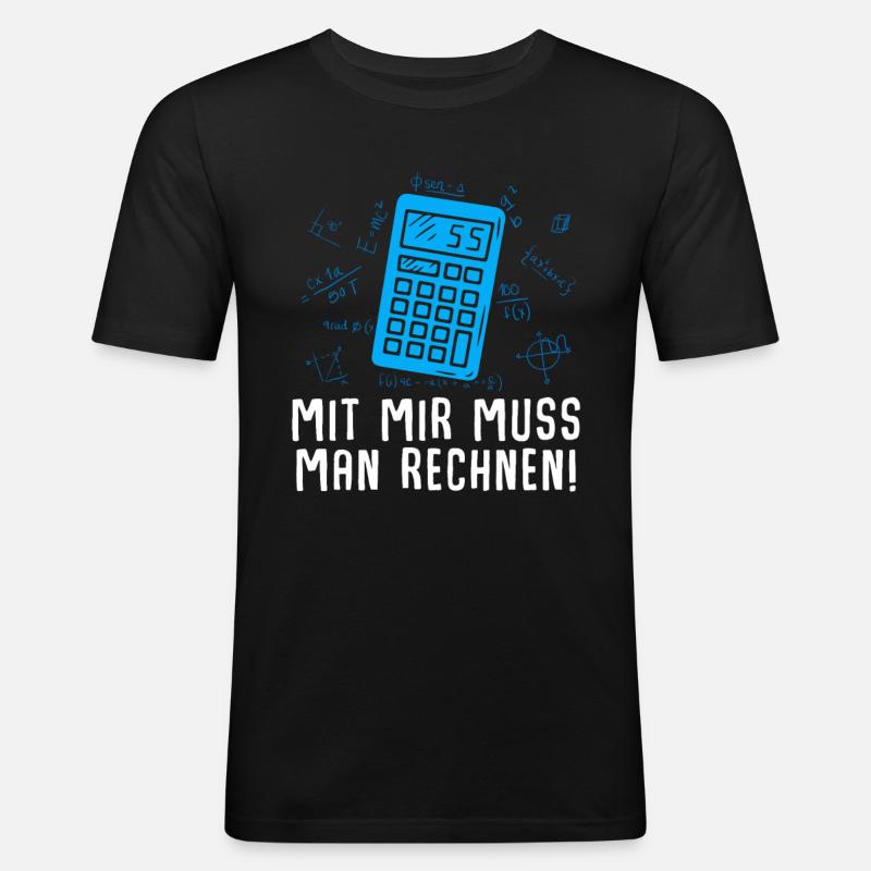 Mathe Mathematik Lehrer Rechner - Männer Slim Fit T-Shirt - Schwarz