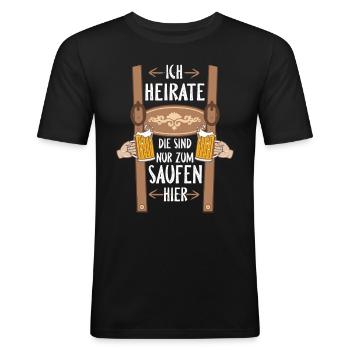 Je vais me marier, ils sont juste là pour boire - T-shirt près du corps Homme - noir - Devant - Nik (191cm)
