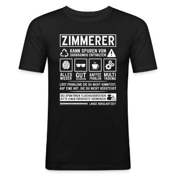 Kann Spuren von Sarkasmus enthalten - Männer Slim Fit T-Shirt - Schwarz - Vorne - Nik (191cm)