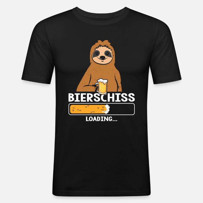 Bierschiss Loading Bier Faultier - Männer Slim Fit T-Shirt - Schwarz