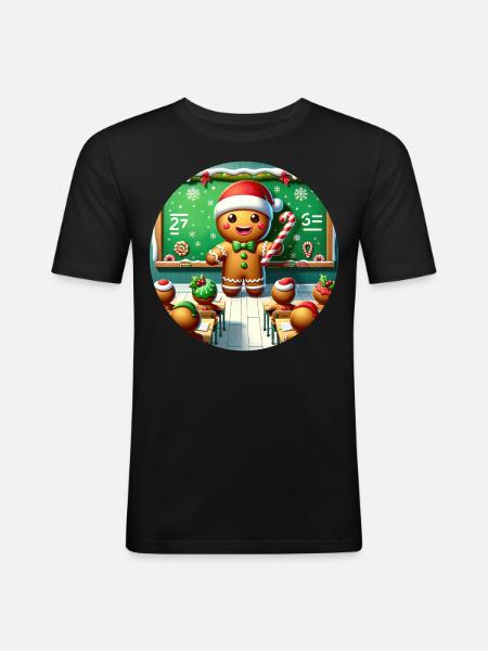 Gingerbread Teach's Yuletide Class - Men's Slim Fit T-Shirt - black