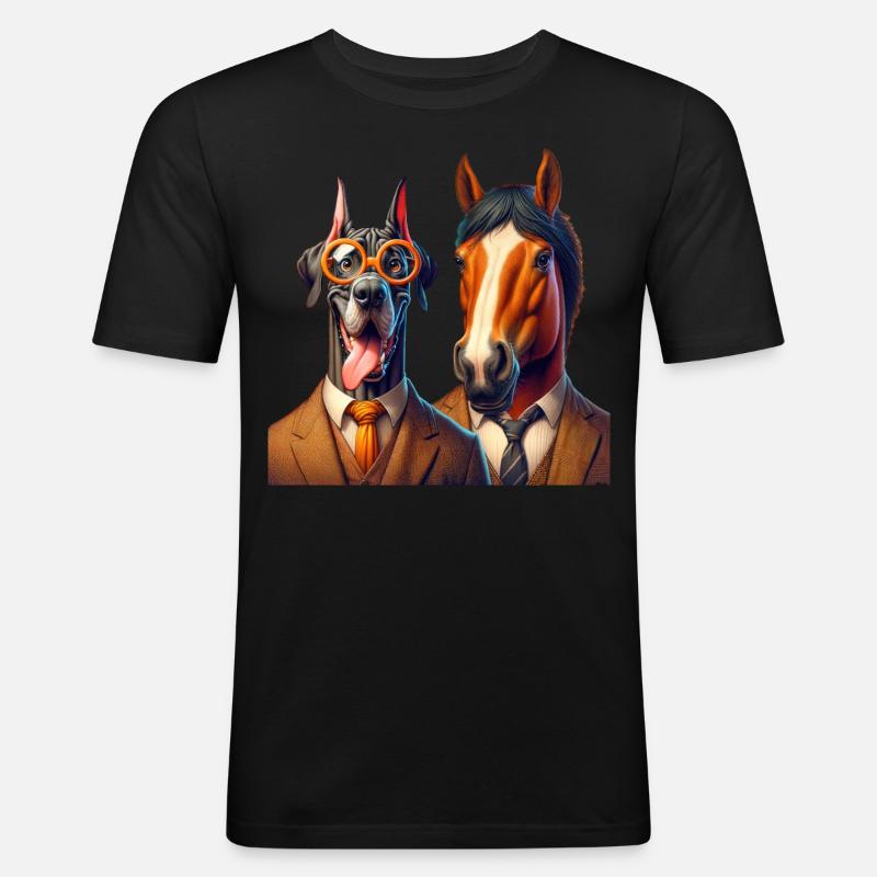 Dapper Duo Elegance - T-shirt près du corps Homme - noir