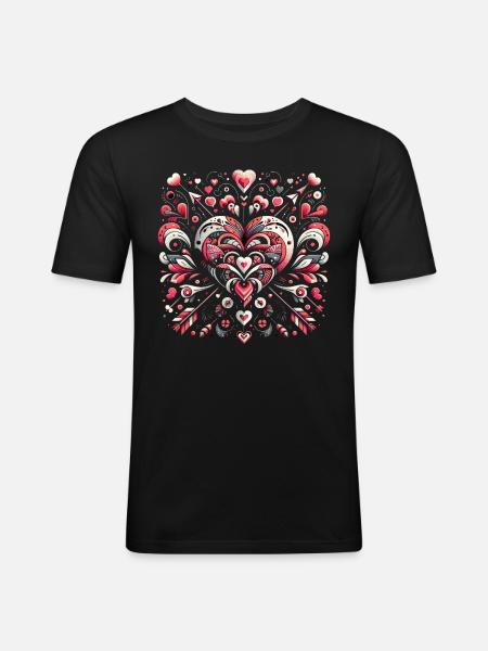 Heart Fusion Elegance - Men's Slim Fit T-Shirt - black