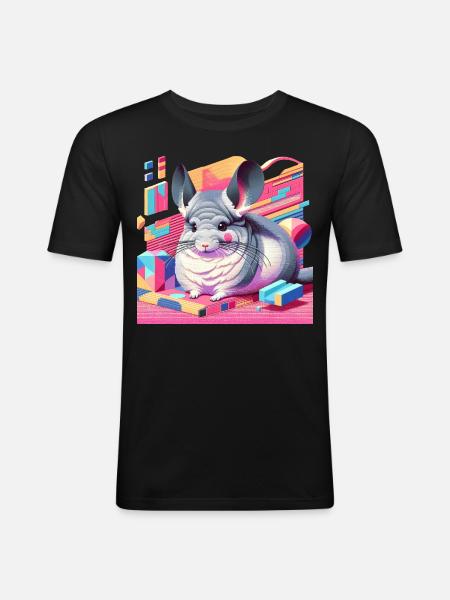 Chinchilla Neon Retro - Men's Slim Fit T-Shirt - black
