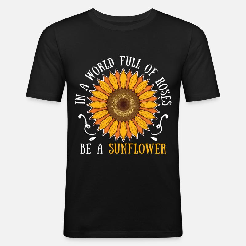 Sonnenblume - Männer Slim Fit T-Shirt - Schwarz