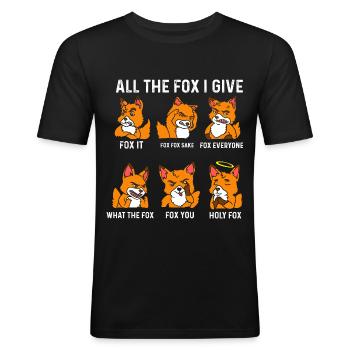Fox - Mannen slim fit T-shirt - zwart - Voor - Nik (191cm)