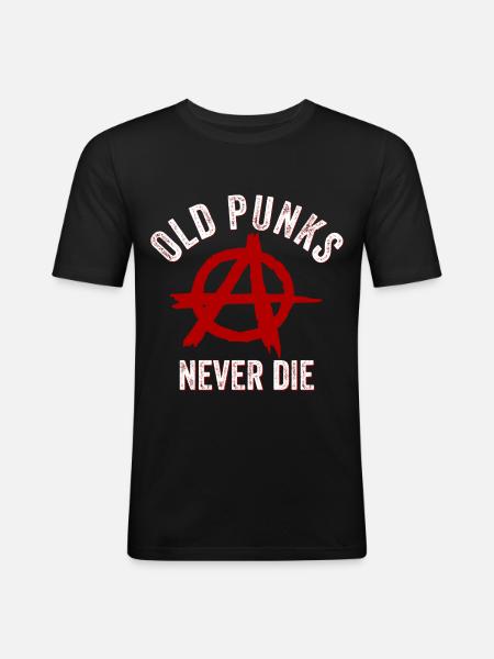 Gamla Punkare dör aldrig - Vintage Punk - Slim Fit T-shirt herr - svart