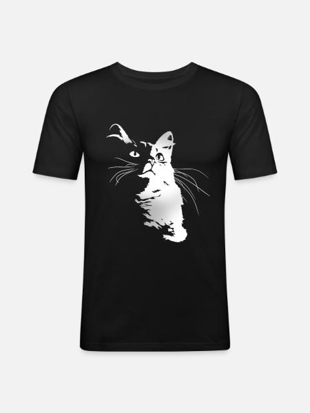 Chat - T-shirt près du corps Homme - noir