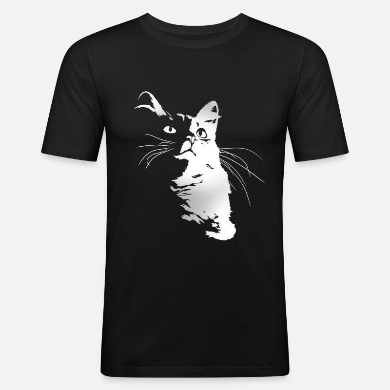 Chat - T-shirt près du corps Homme - noir