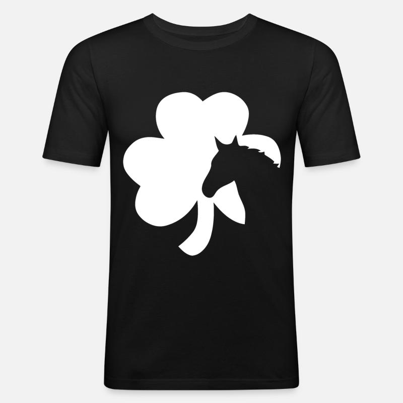 Kleeblatt Pferd Kleeblatt mit Pferd - Männer Slim Fit T-Shirt - Schwarz