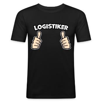 Logistiker Logostik Lager - Männer Slim Fit T-Shirt - Schwarz - Vorne - Nik (191cm)