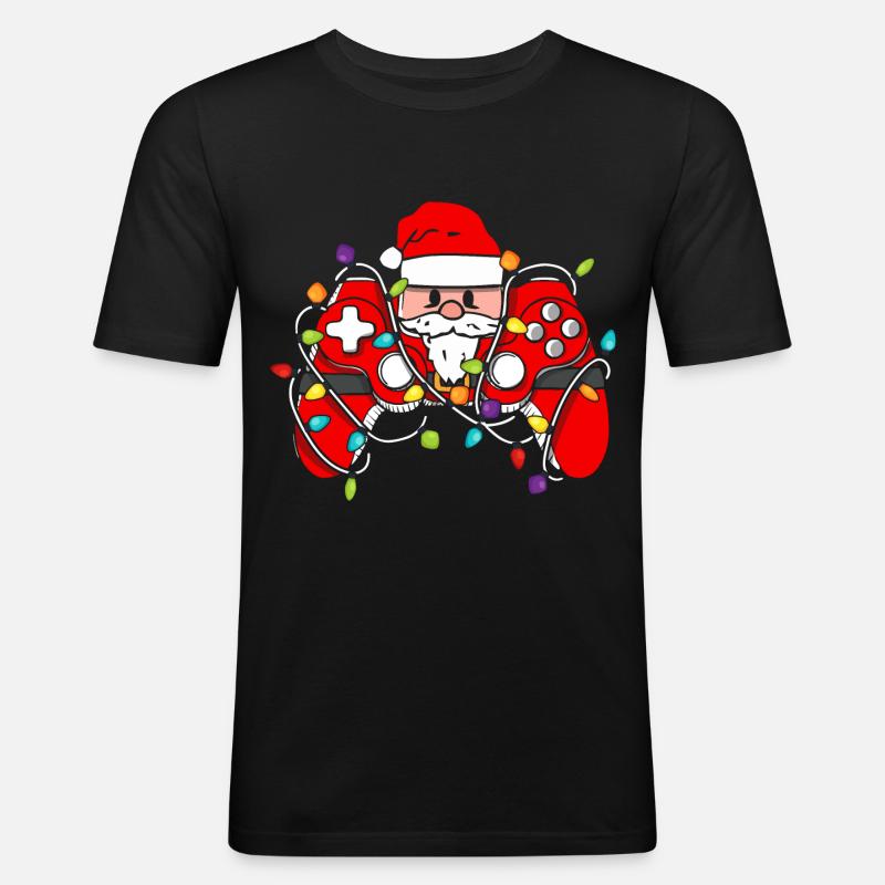 Christmas Gaming Controller - Männer Slim Fit T-Shirt - Schwarz