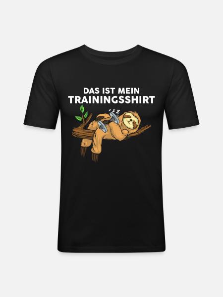 Trainingsshirt Faultier - Männer Slim Fit T-Shirt - Schwarz