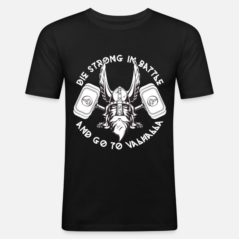 WikingerThor Walhalla - Männer Slim Fit T-Shirt - Schwarz