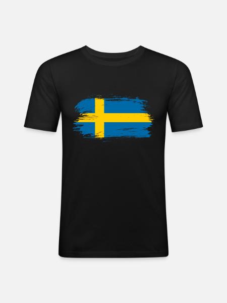 Drapeau suédois - T-shirt près du corps Homme - noir