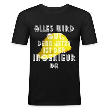 Ingenieur Bauingenieur Sprüche Helm - Männer Slim Fit T-Shirt - Schwarz - Vorne - Nik (191cm)