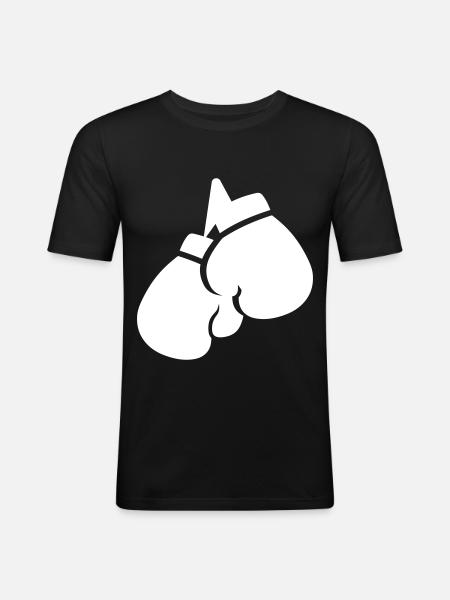 Boxhandschuhe symbol - Männer Slim Fit T-Shirt - Schwarz