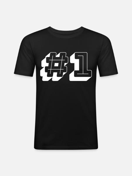 Nummer Eins Nummer 1 - Männer Slim Fit T-Shirt - Schwarz