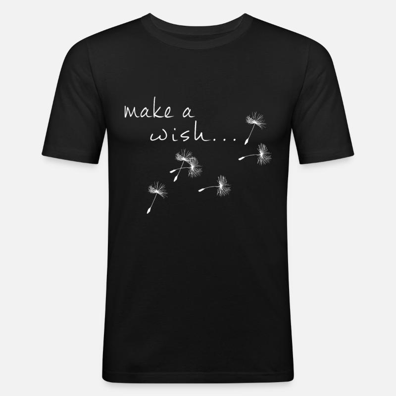 MAKE A WISH - Männer Slim Fit T-Shirt - Schwarz