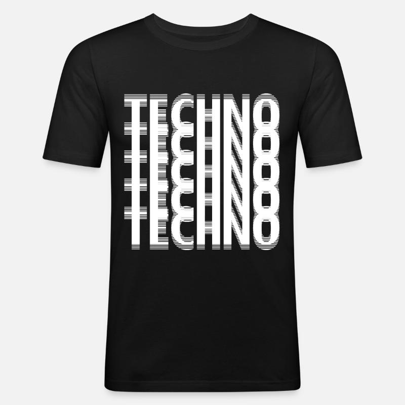 Techno - Männer Slim Fit T-Shirt - Schwarz
