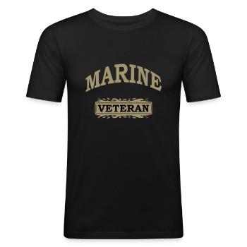 Marine Veteran - Männer Slim Fit T-Shirt - Schwarz - Vorne - Nik (191cm)
