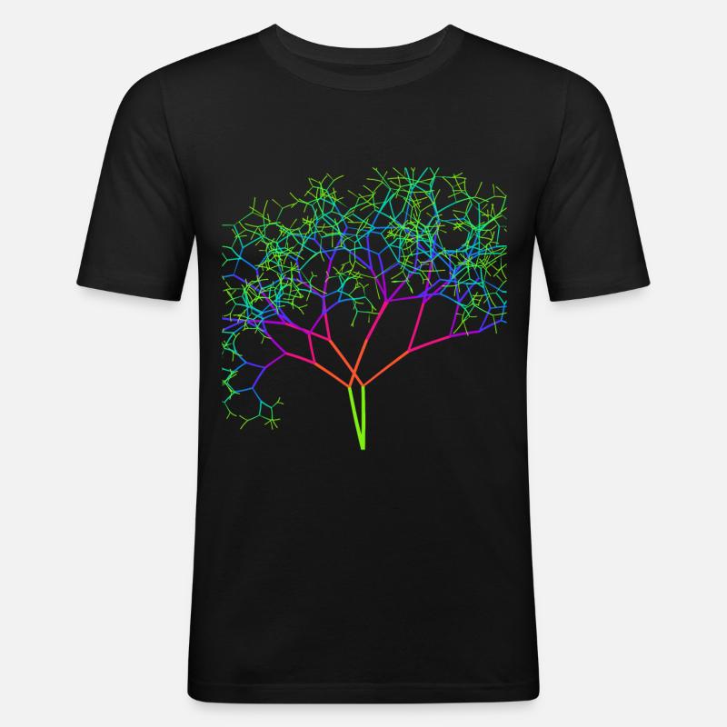 Regenbogen Baum - Männer Slim Fit T-Shirt - Schwarz