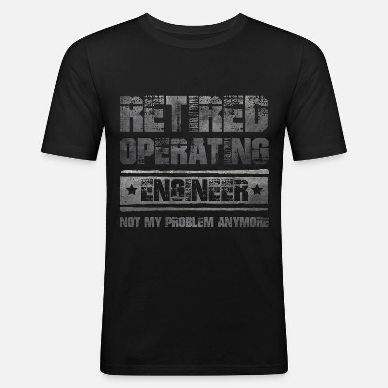 Lustiger Rentner Spruch Operating Engineer - Männer Slim Fit T-Shirt - Schwarz