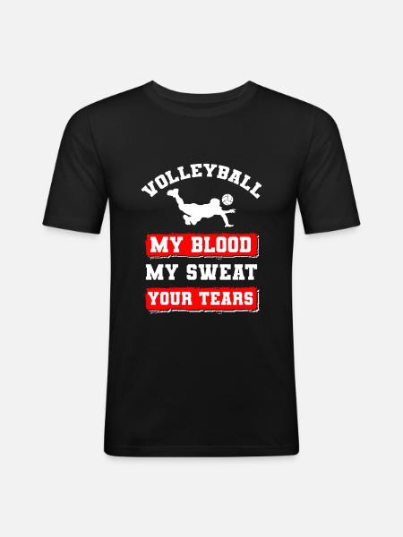 Volleyball Player Ball Heartbeat - Men's Slim Fit T-Shirt - black