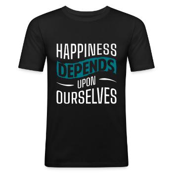 Cloverleaf Joie Amour Optimisme - T-shirt près du corps Homme - noir - Devant - Nik (191cm)