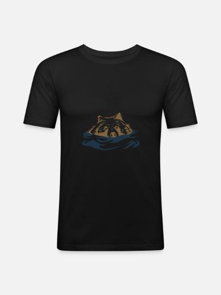 Grizzlybär Schwimmen Geschenkidee - Männer Slim Fit T-Shirt - Schwarz