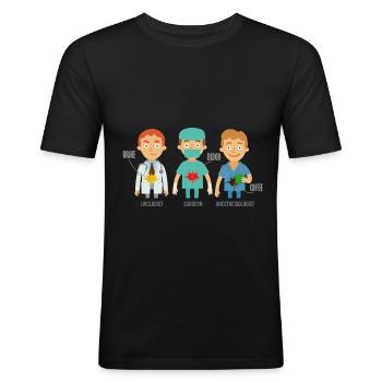 Anestesiolog urologkirurg Rolig presentidé - Slim Fit T-shirt herr - svart - Fram - Nik (191cm)